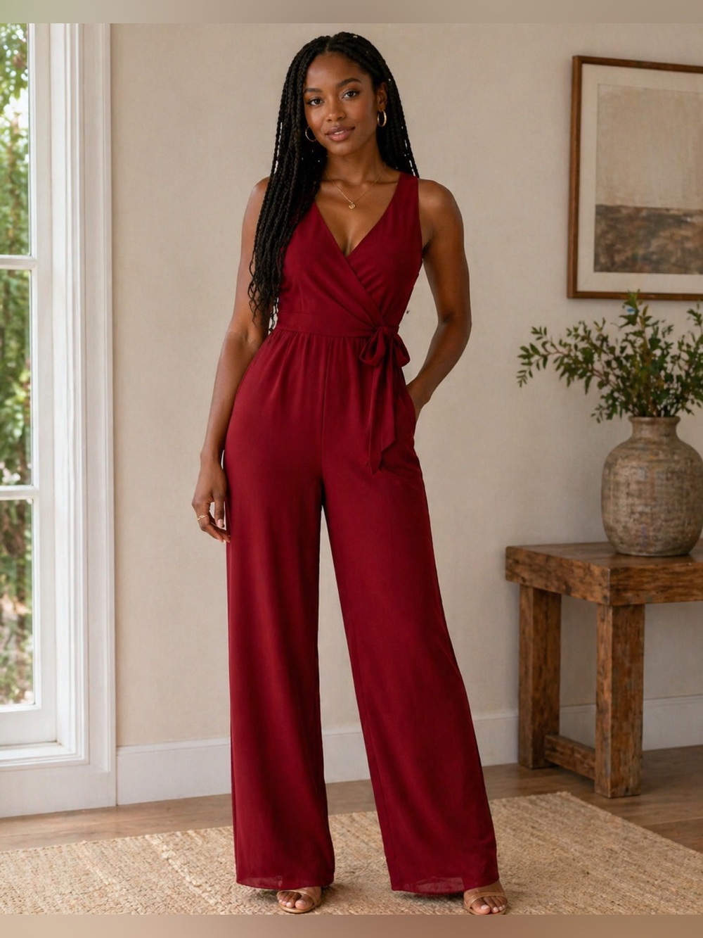 Lulu's Chic Burgundy Jumpsuit NWT medium